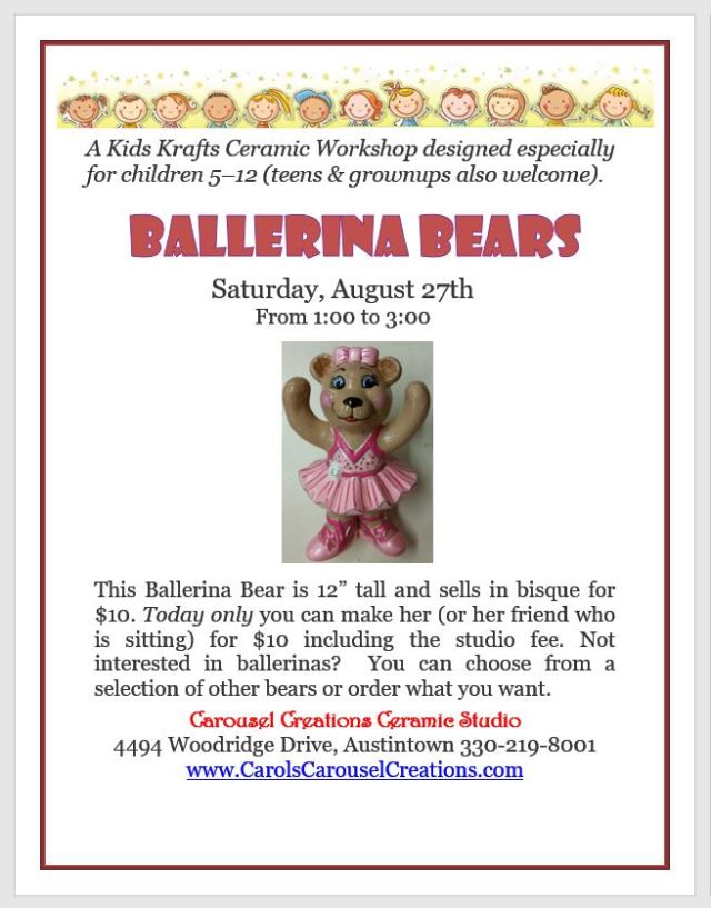 KK Ballerina Bears poster for 8-27-16
