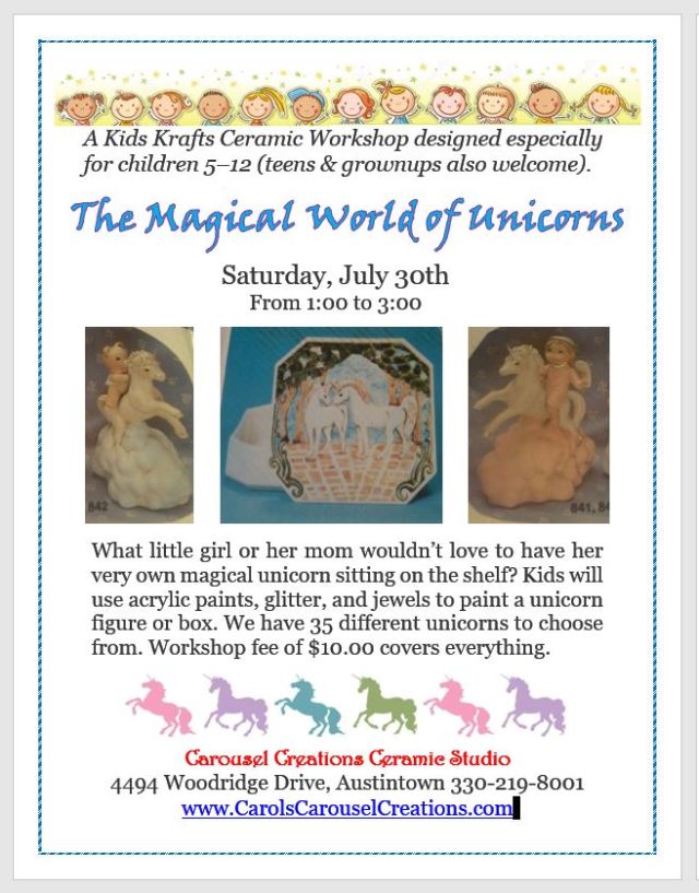 KK The Magical World of Unicorns WS poster for 7-30-16