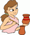 GIRL PAINTING POTTERY CLIPART