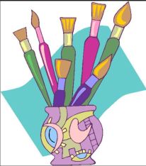 clipart paint brushes in vase