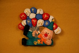 Kimple 1697 Happy Birthday Clown Blinkie red-wt-blue