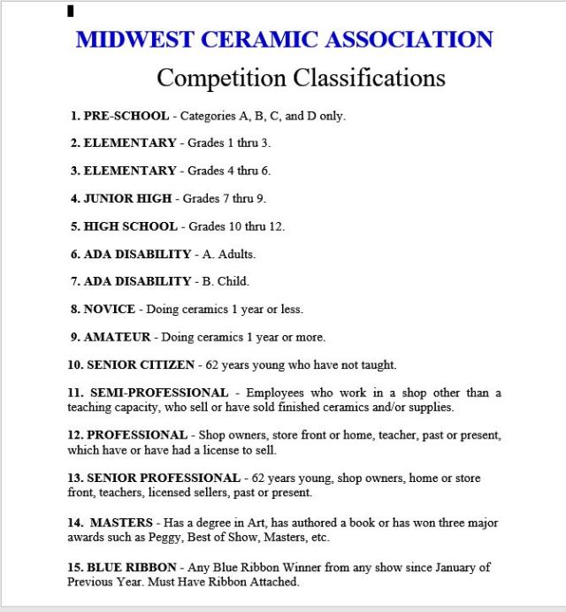 competition classifications