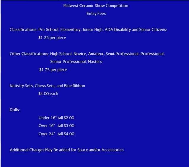 Midwest Ceramic Show VCompetition Entry Fees