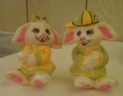 Dona 1381 Boy &amp; Girl Bunnies w baseball hat CC