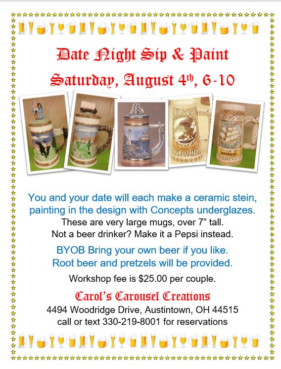 Date Night Sip &amp; Paint (beer steins) 8--4-2018