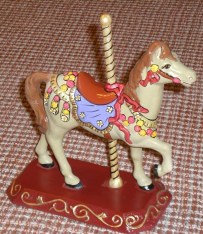 Provincial 0710 Carousel Horse with Ribbons and Roses, on base (CC)