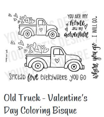 valentine's day silkscreen old truck